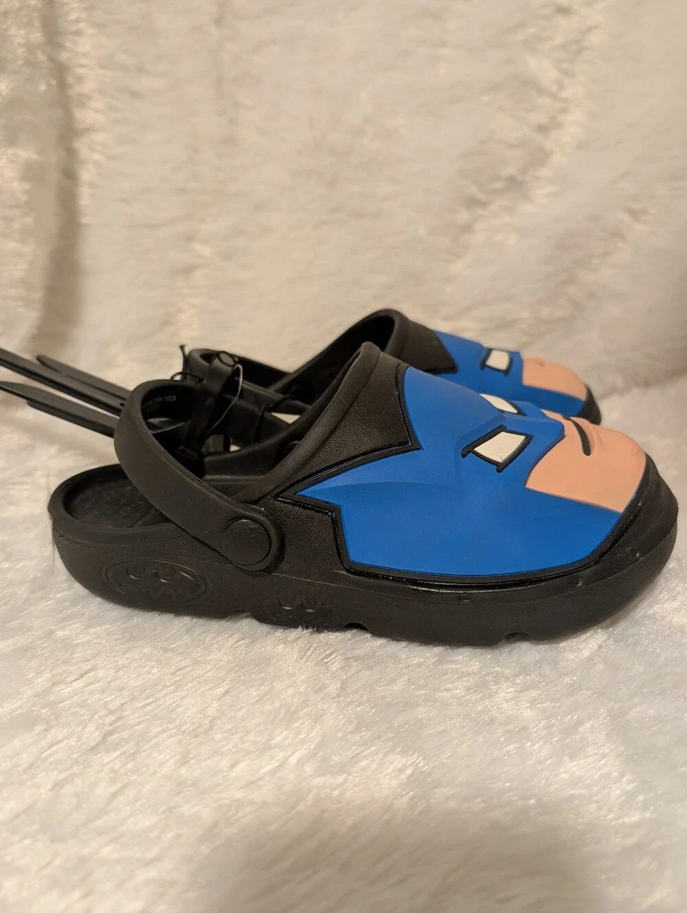 Batman Boys Blue & Black Slip-On Clog Sandals with Character Face (flaws)
